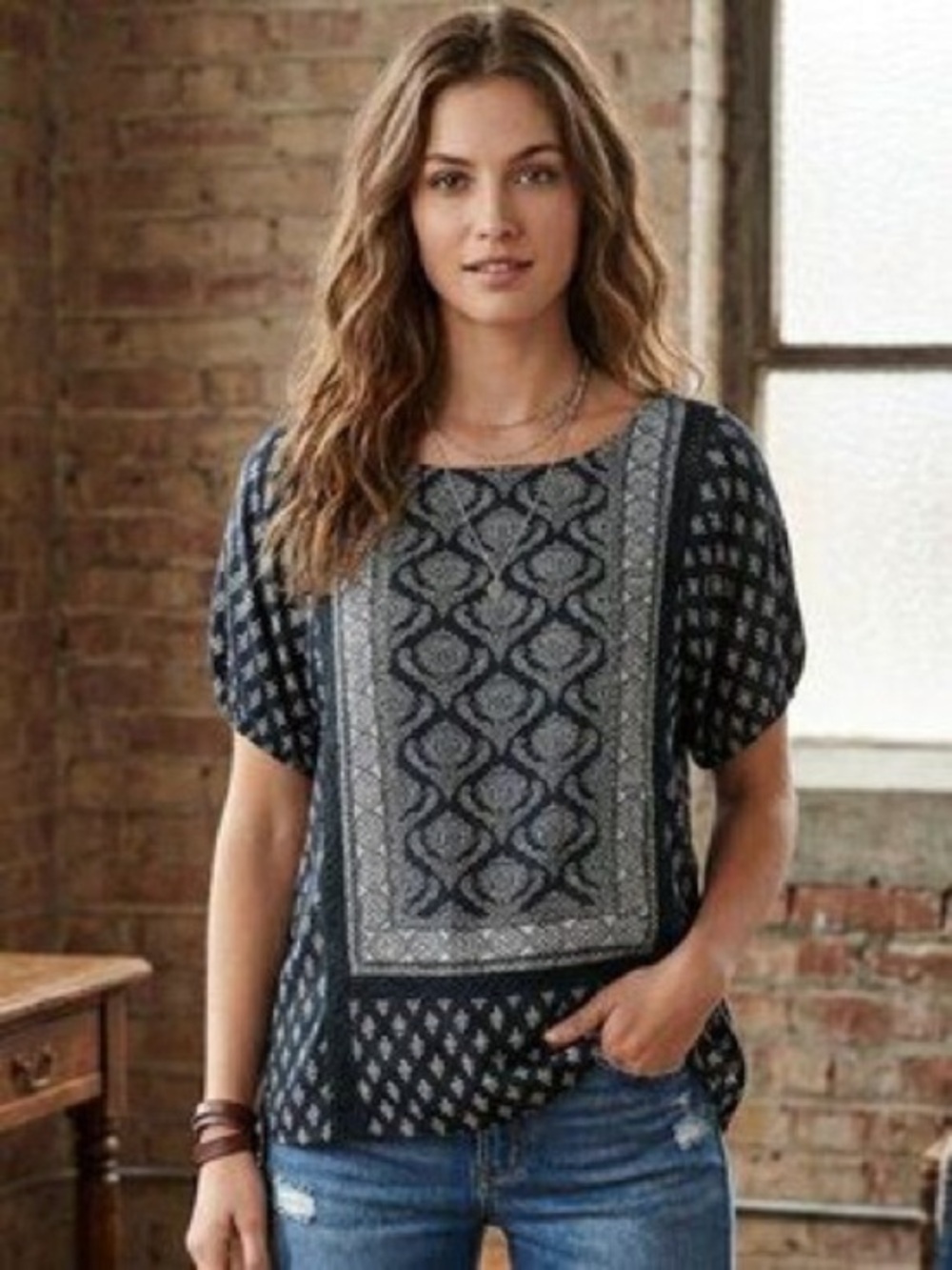 Lucky Brand Paisley Short sleeve blouse